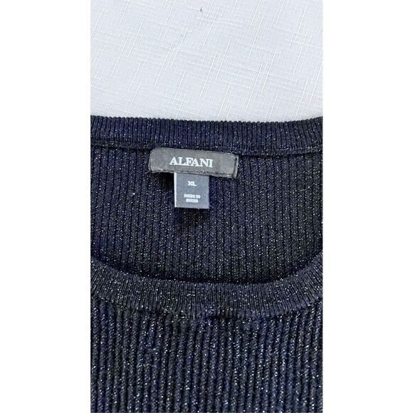Alfani Women's Rib Knit Long Sleeve Pullover Sweater Shine Deep Black Size XL - Picture 3 of 9